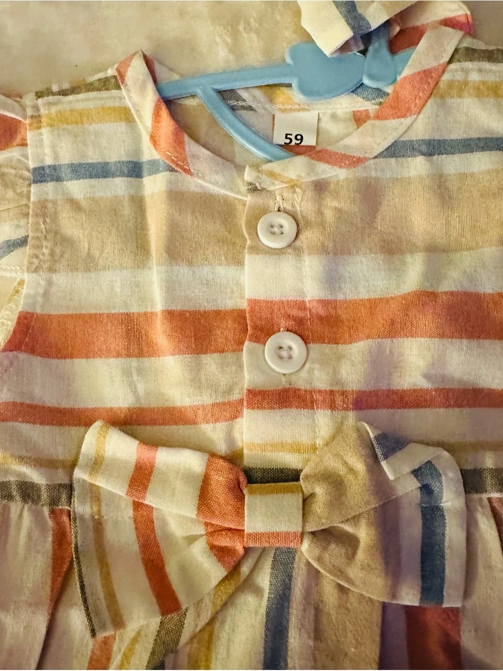 Baby Girl Pastel Stripe Bow Romper - Multicolor